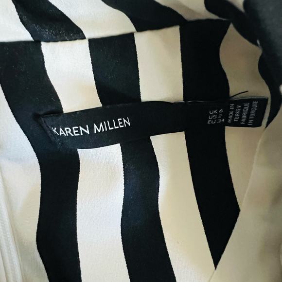 Karen Millen Striped Sleeveless A Line Dress Size 2 White Black - Picture 4 of 9
